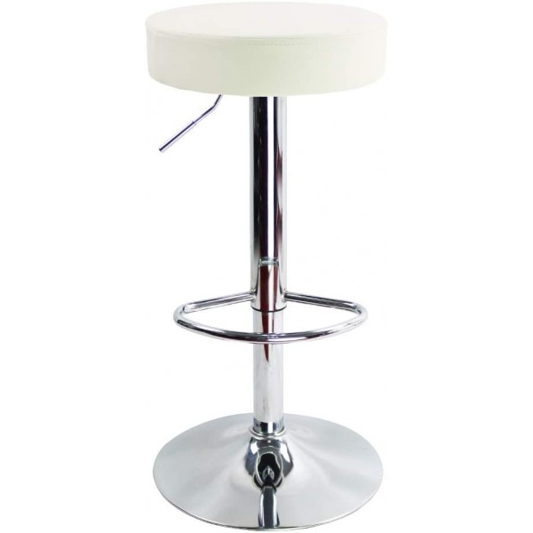 Scaun bar Atlantic alb, piele ecologica, reglabil pe inaltime